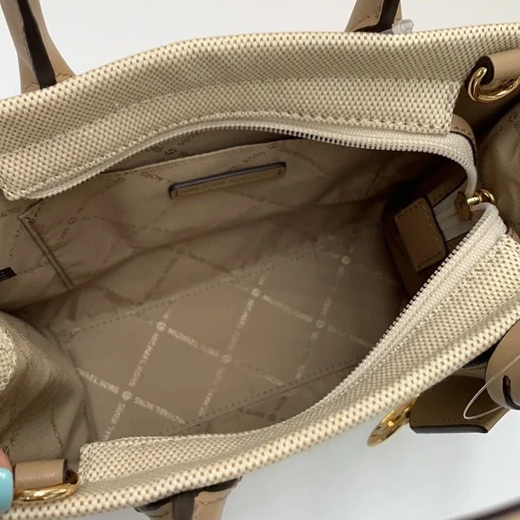 Michael Kors Mirella Small Shopper Top Zip Crossbody Bag Camel MK NWT - Picture 13 of 15